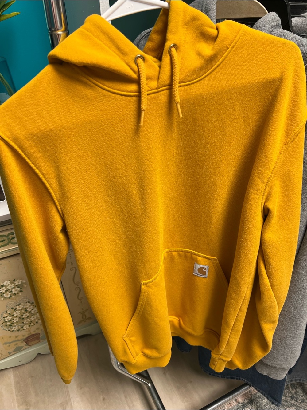 Carhartt  Yellow Hooded Pullover Sweatshirt